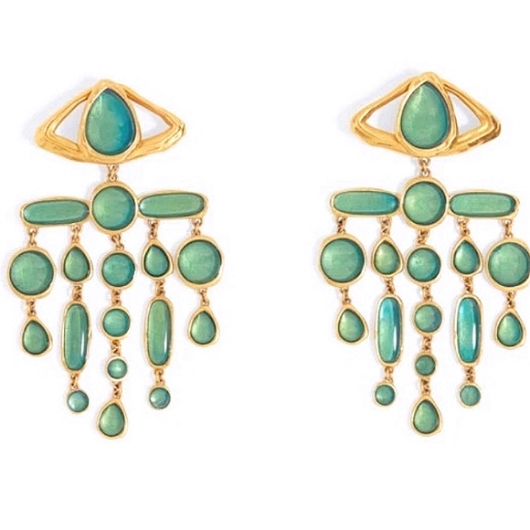 Schiaparelli Jewelry - Schiaparelli Green Cabushon eye earrings